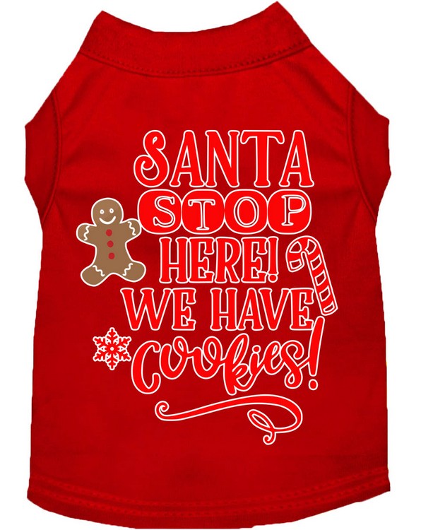 Santa, We Have Cookies Screen Print Dog Shirt Red Lg